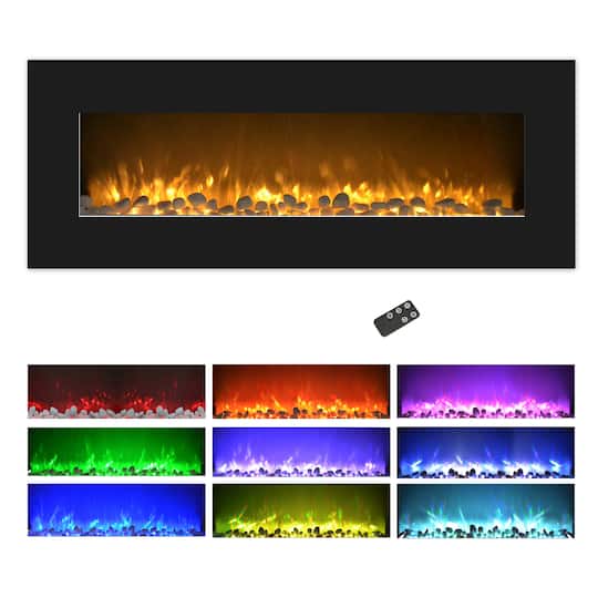 Hastings Home 50&#x22; Black LED Electric Fireplace